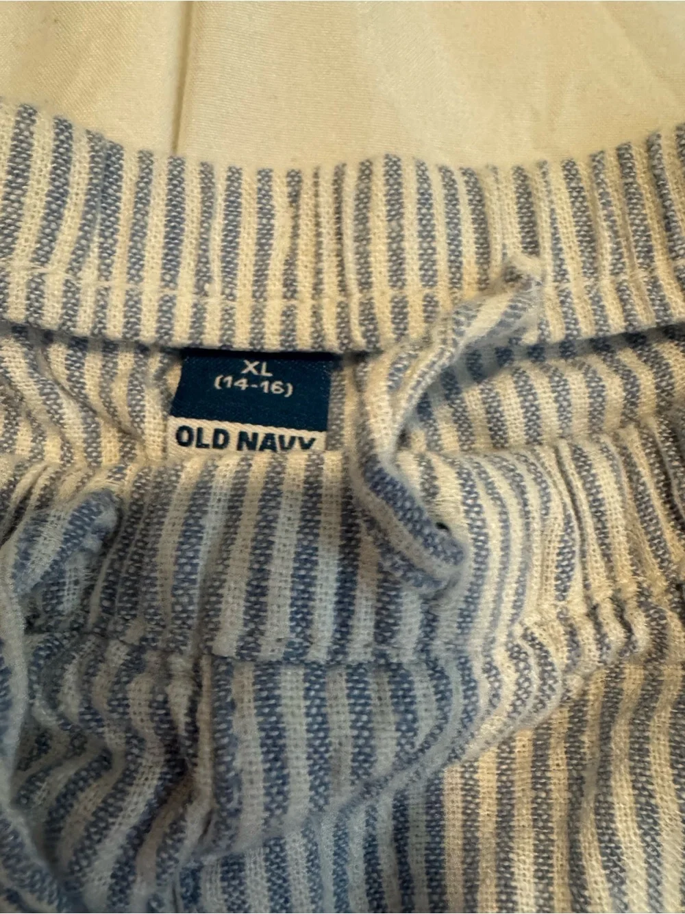 Old Navy Light Blue & White Striped Linen